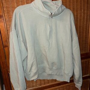 PINK Sage Green Quarter-Zip Pullover